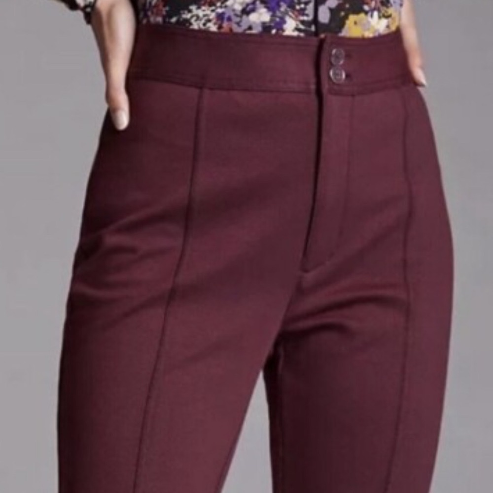 Maeve by Anthropologie Burgundy Cropped Split Hem Pants Womens 16W Maroon